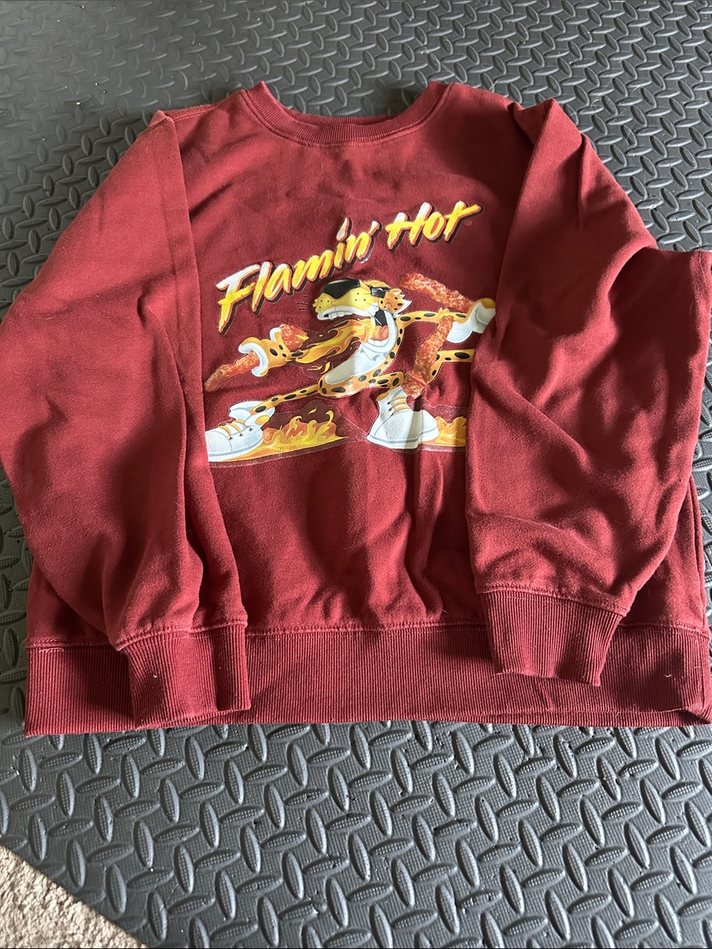 SHEIN Red Flamin' Hot Graphic Crewneck Sweatshirt